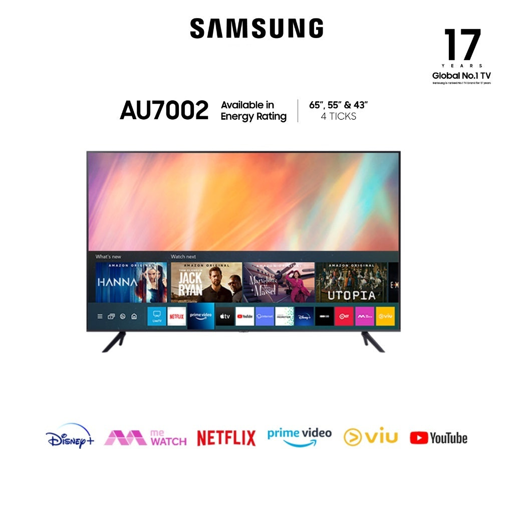 Samsung AU7002 UHD 4K Smart TV 4 Ticks / 36 Months Local Warranty | Instalment or Full Payment