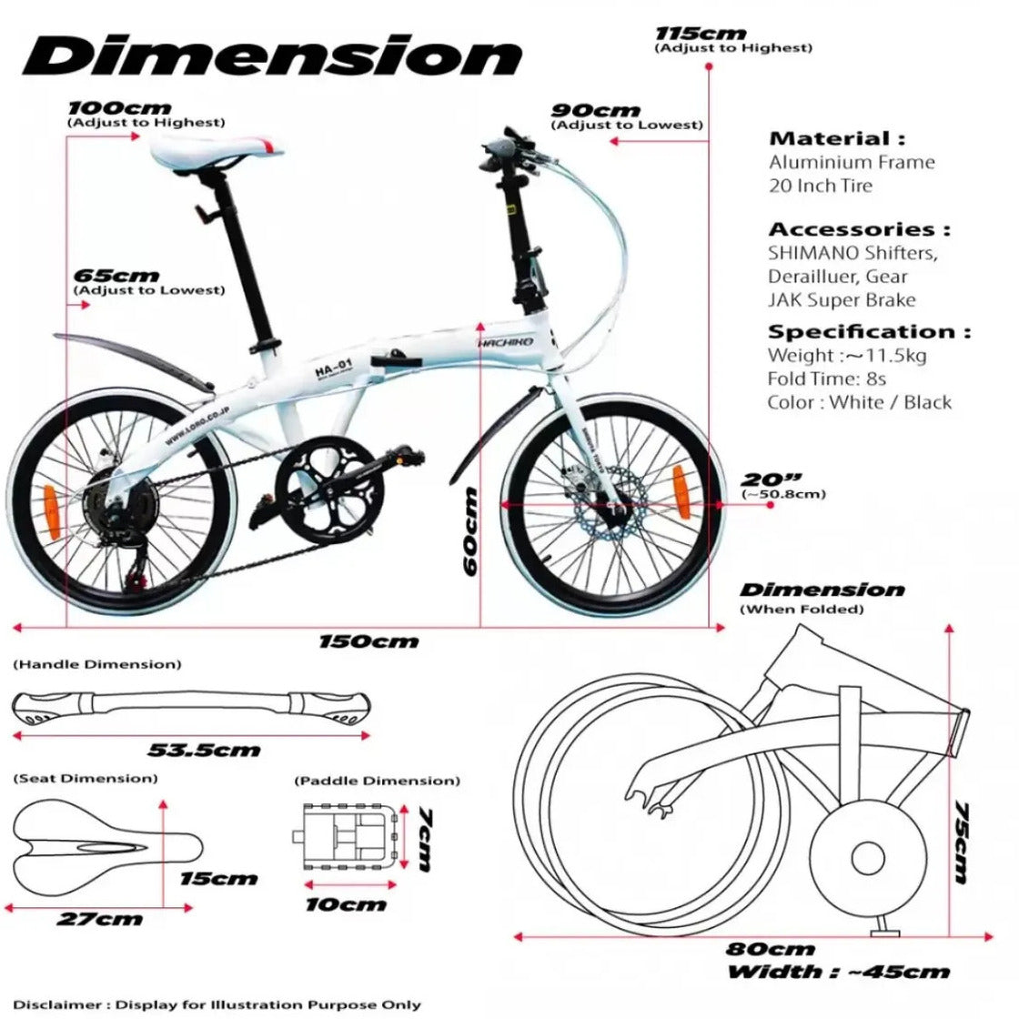 🔥Hachiko JC-01 - Aluminium Foldable Bicycle | (20 Inch) 406mm Wheel | Direct Europe Export | 2025 Mid Year Release