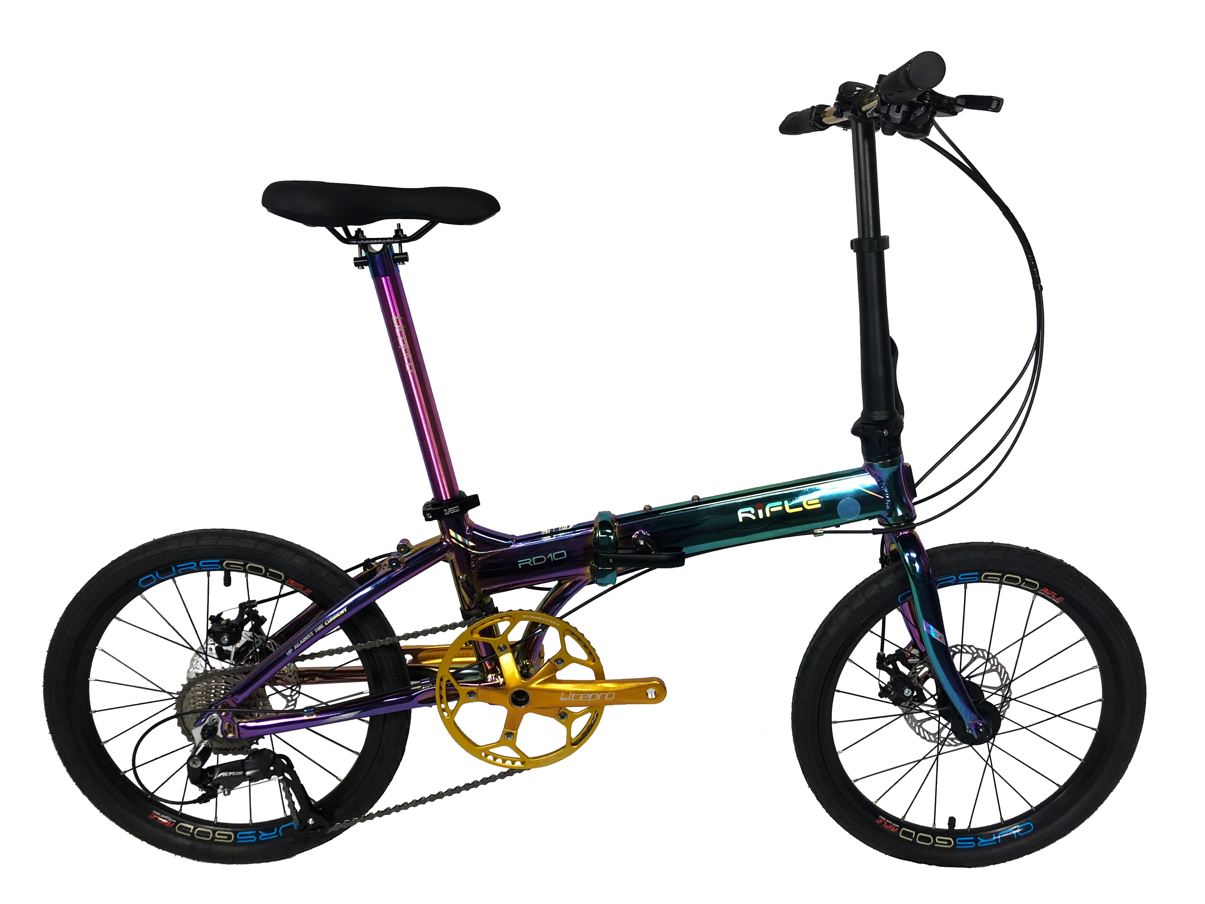 🔥Rifle RD10 Foldable Bicycle | LITEPRO Edition | 20 Inch | Oil Slick Electrostatic Paint | 9 Speed Shimano Altus Groupset🔥