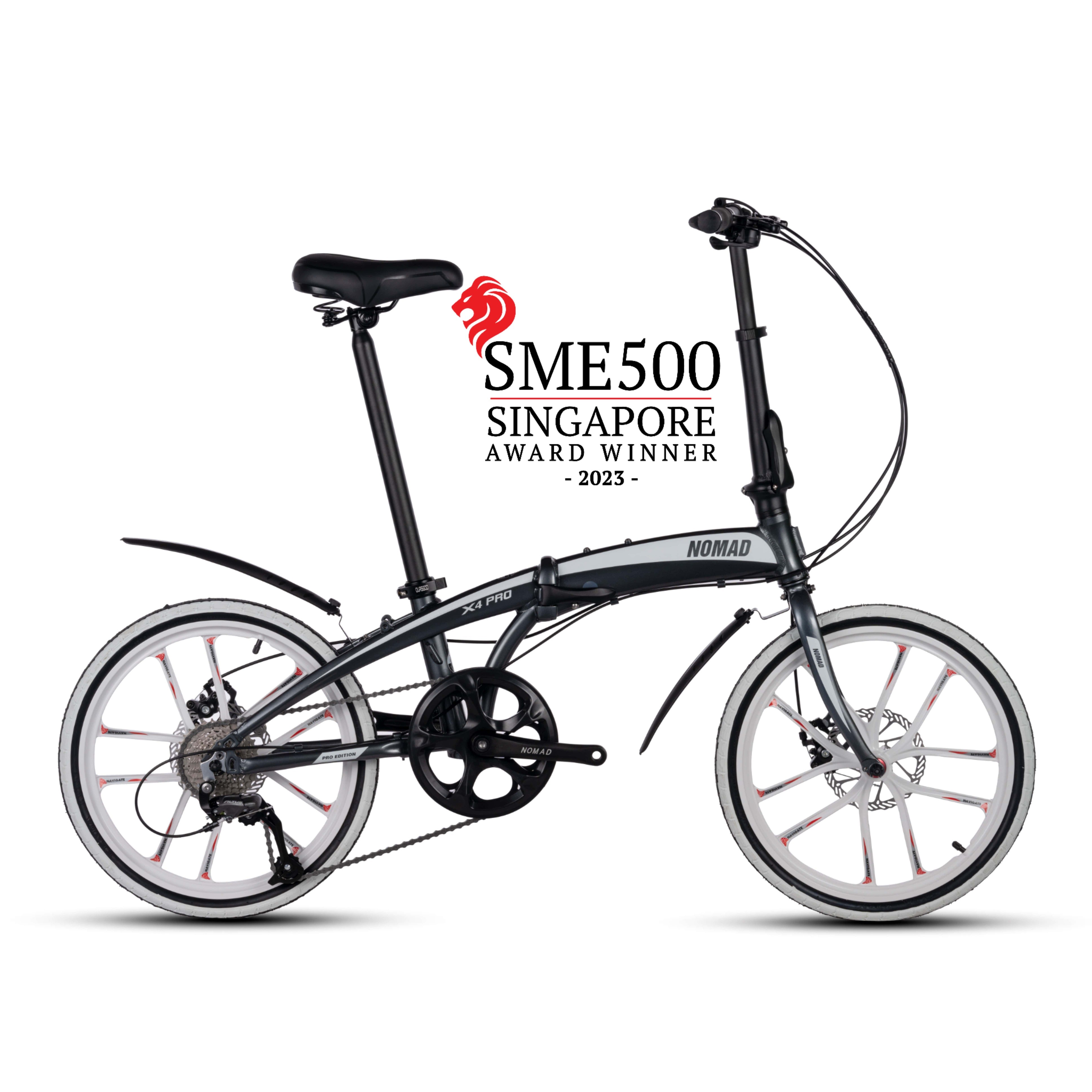 🔥Nomad X4 PRO Sports Rims Edition | 9 Speed Shimano Altus Groupset | 6061 Aluminium Grade Foldable Bicycle | (20 Inch) 406mm Wheel | Singapore Brand🔥