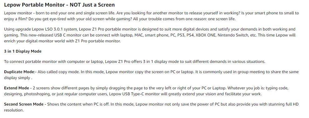 🔥2023 Latest Portable Monitor - Upgraded LEPOW GAMUT 15.6 Inch 1920 x 1080 Full HD🔥