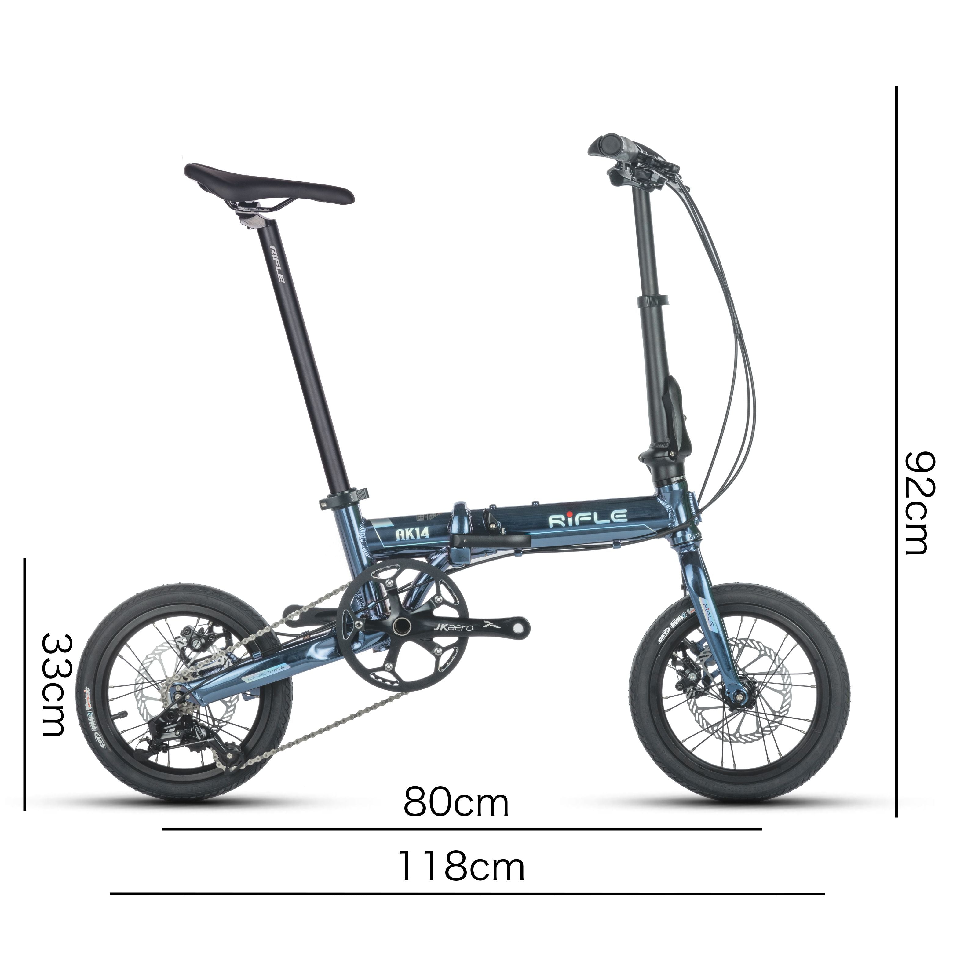 🔥Rifle AK14 Foldable Bicycle | 14 Inch 3 Speed | 8+ kg | Oil Slick Rainbow | Gold🔥