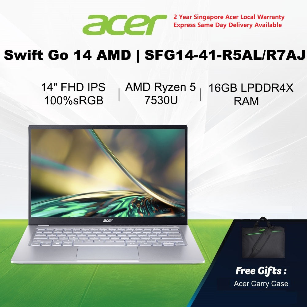 🔥Acer Swift Go 14 AMD |[AMD Ryzen 5 7530U] | SFG14-41-R5AL | 14-Inch FHD IPS 100%sRGB Thin & Light Laptop | 16GB RAM | Instalment or Full Payment🔥