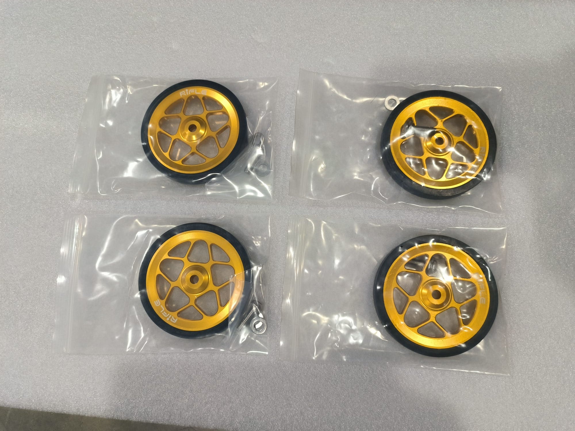 Rifle Proprietary Trifold Rack Wheels | 82mm CNC Aluminium | Sealed Bearings | Premium Easy-Wheel Upgrade