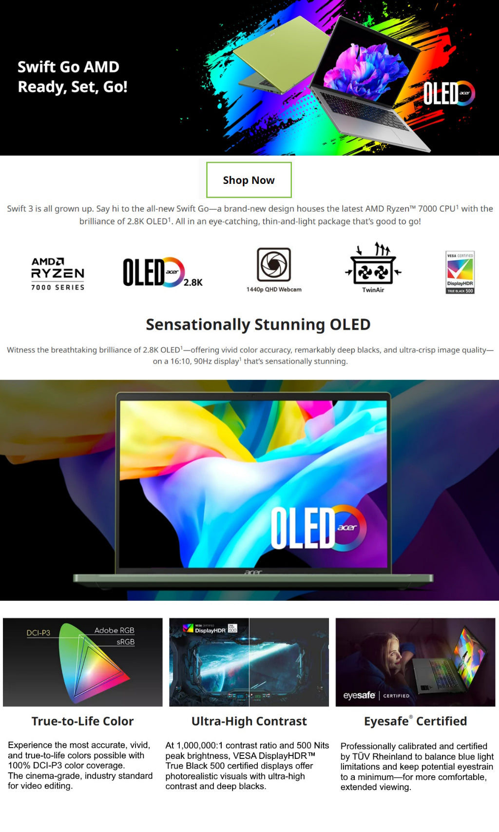 🔥Acer Swift Go 14 AMD |[AMD Ryzen 5 7530U] | SFG14-41-R5AL | 14-Inch FHD IPS 100%sRGB Thin & Light Laptop | 16GB RAM | Instalment or Full Payment🔥