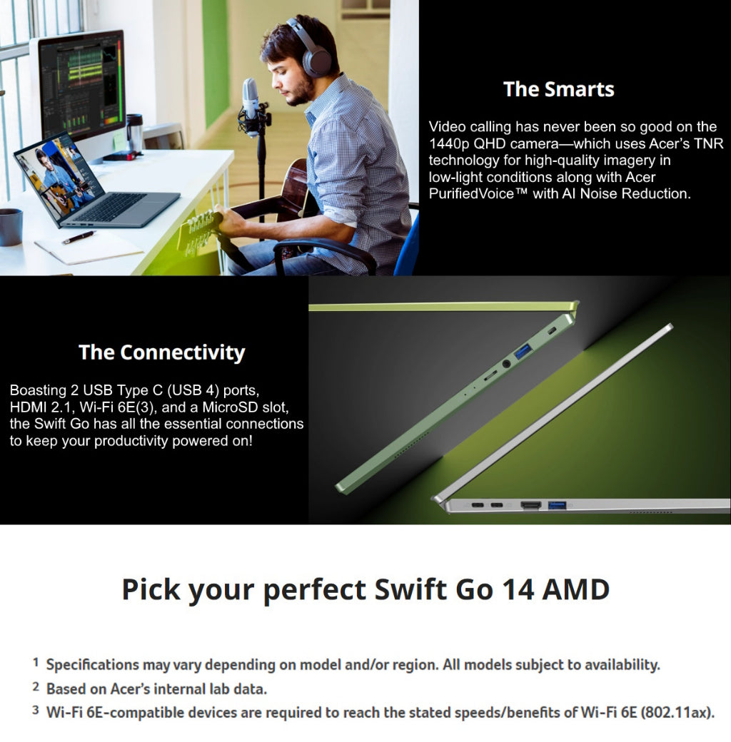 🔥Acer Swift Go 14 AMD |[AMD Ryzen 5 7530U] | SFG14-41-R5AL | 14-Inch FHD IPS 100%sRGB Thin & Light Laptop | 16GB RAM | Instalment or Full Payment🔥