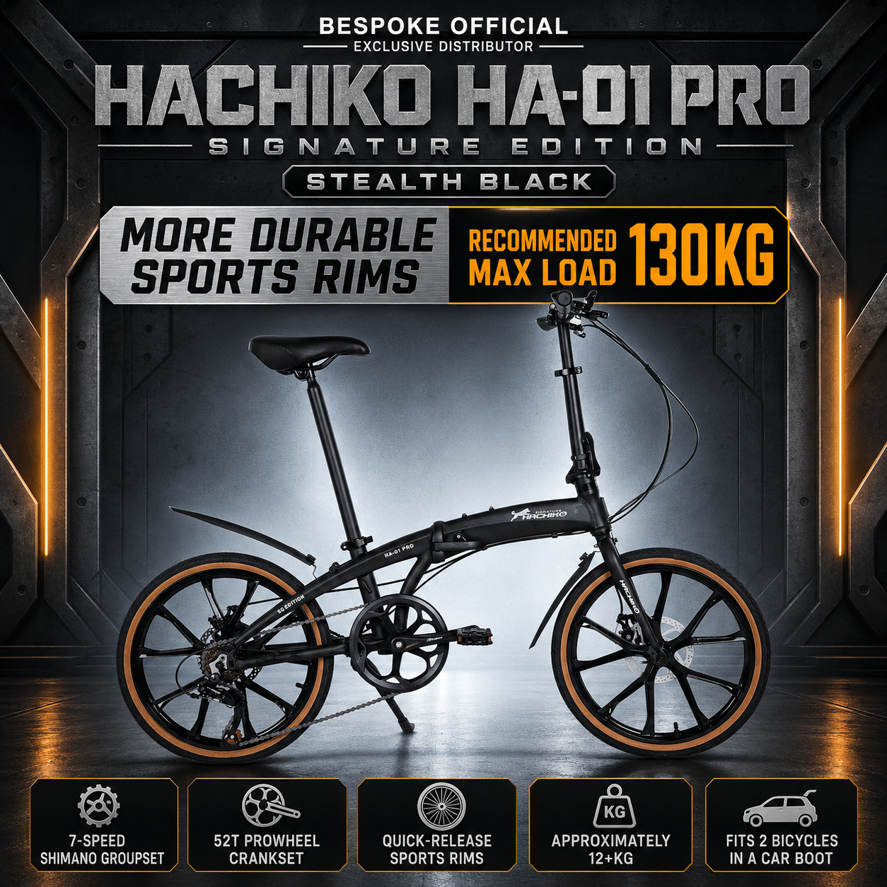 🔥2026 Signature Edition | Hachiko HA-01 PRO - 10 Bladed Sports Rims - Signature Edition | Aluminium Foldable Bicycle | (20 Inch) 406mm Quick Release Wheel