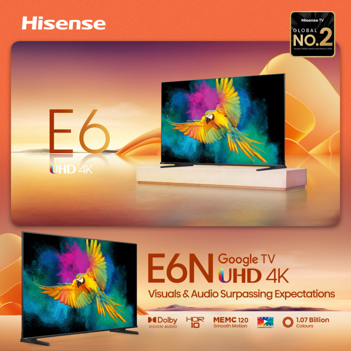 Hisense E6N 65 inch 4K UHD Google TV | Dolby Vision | Dolby Audio | DTS Virtual X | MEMC | Airplay
