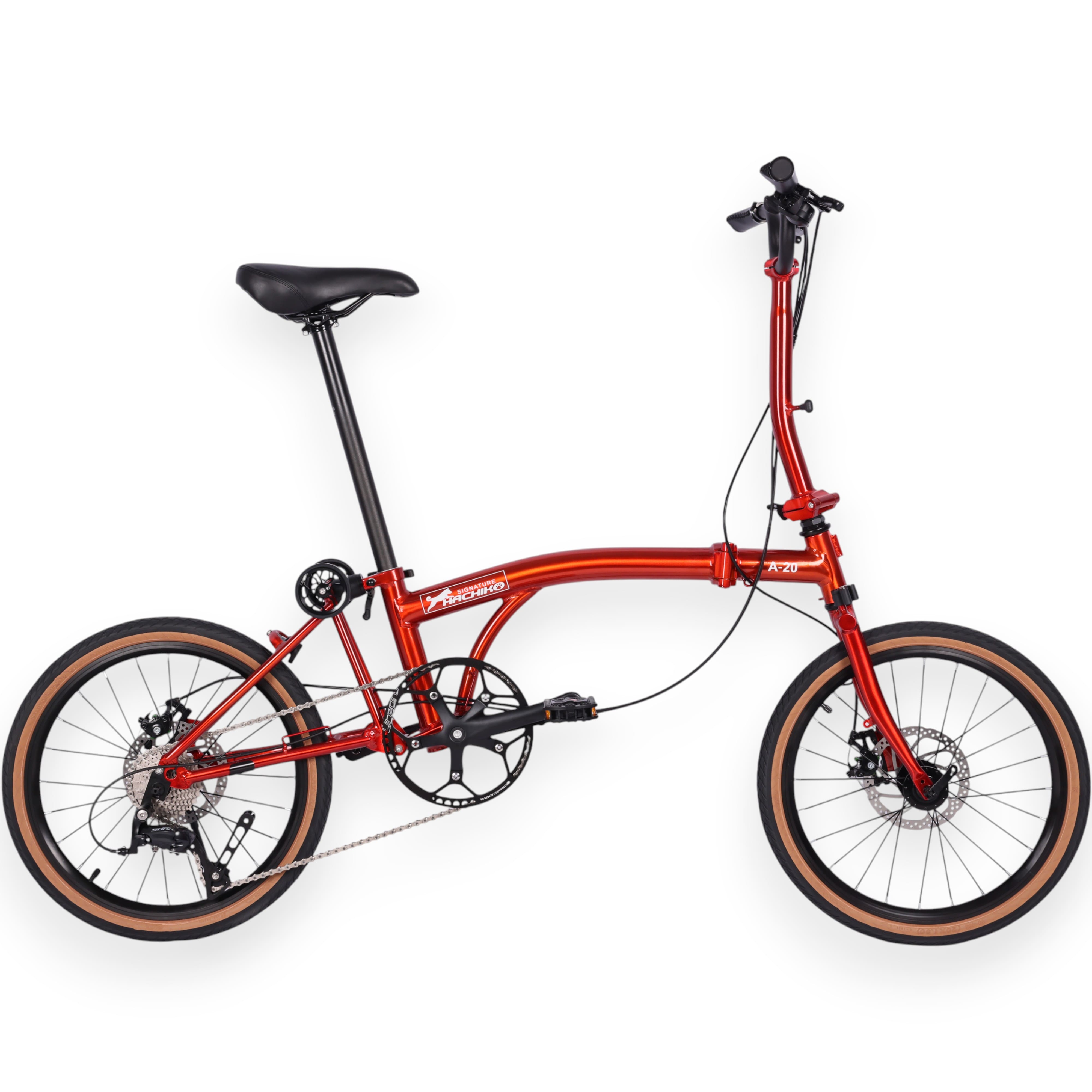🔥2026 Signature Edition | Hachiko A20 Aluminium Trifold Bicycle | 20" Wheelset - Mechanical Disc Brakes | Flame Lacquer