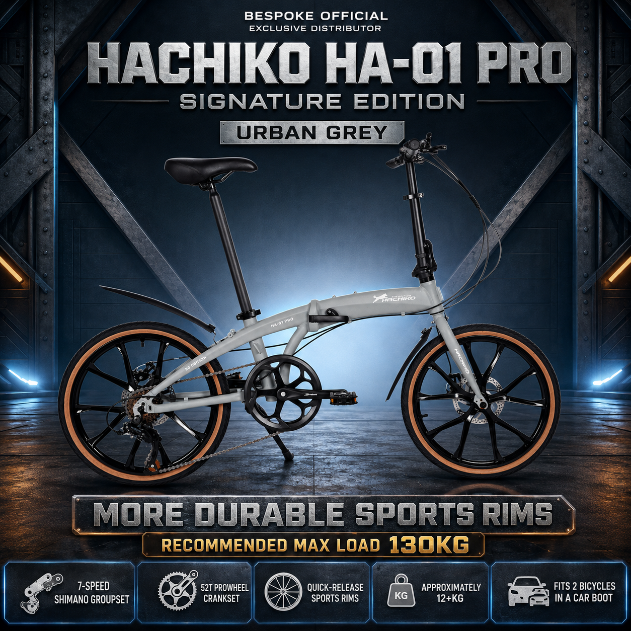 🔥2026 Signature Edition | Hachiko HA-01 PRO - 10 Bladed Sports Rims - Signature Edition | Aluminium Foldable Bicycle | (20 Inch) 406mm Quick Release Wheel