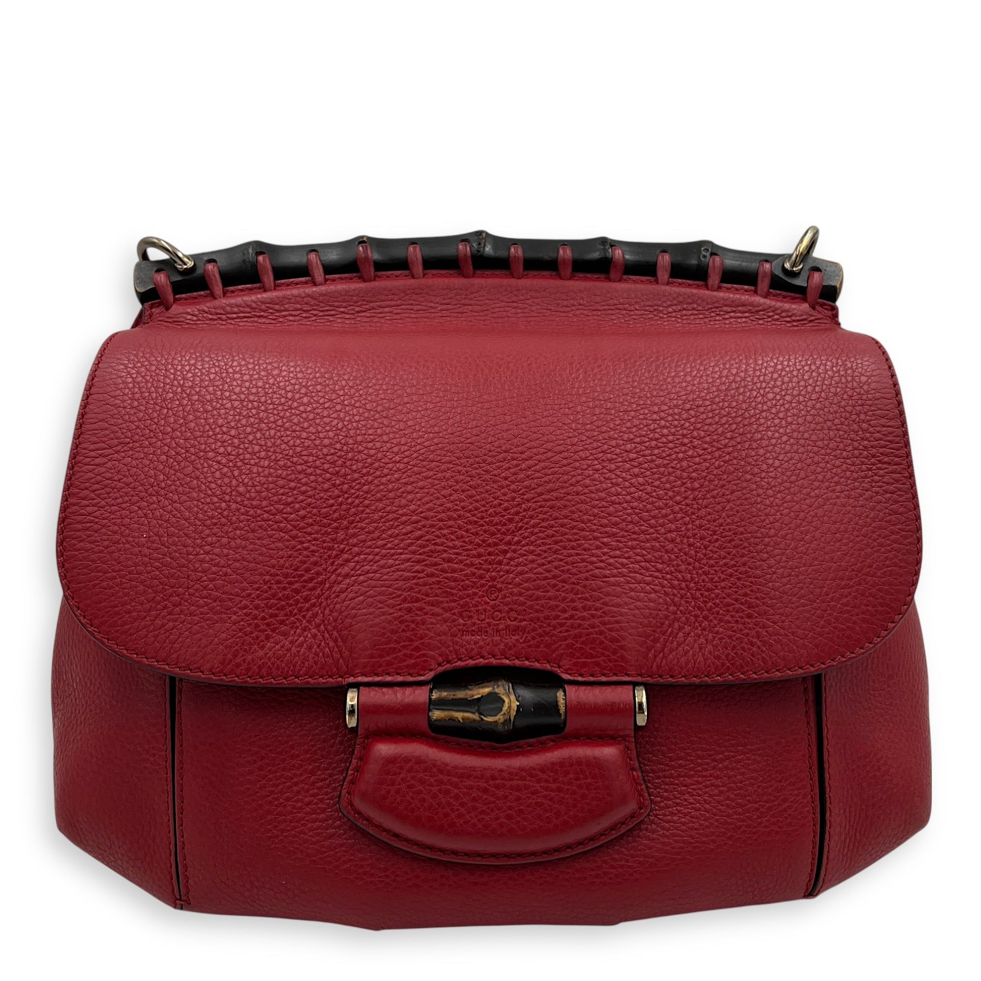 Gucci Bamboo Shoulder Bag Red in Calfskin with Gold Hardware