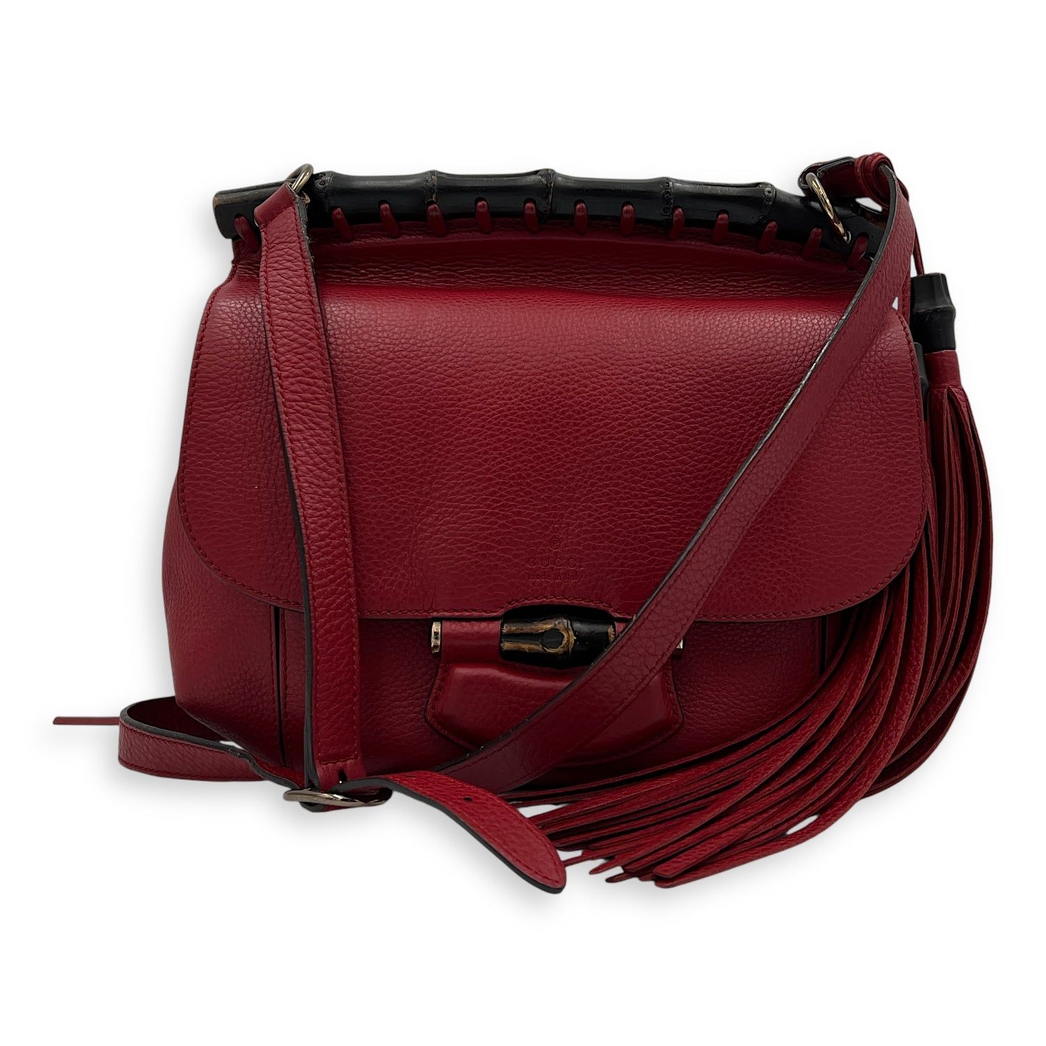 Gucci Bamboo Shoulder Bag Red in Calfskin with Gold Hardware