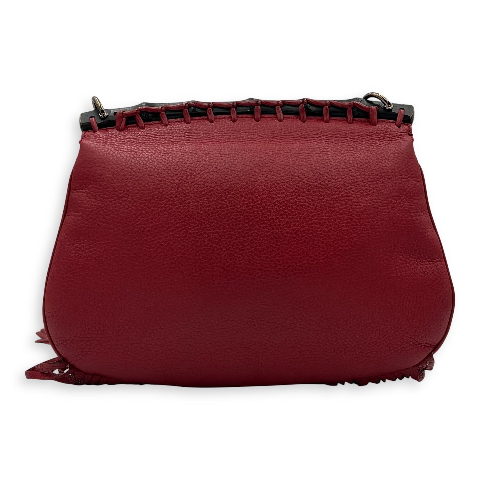 Gucci Bamboo Shoulder Bag Red in Calfskin with Gold Hardware