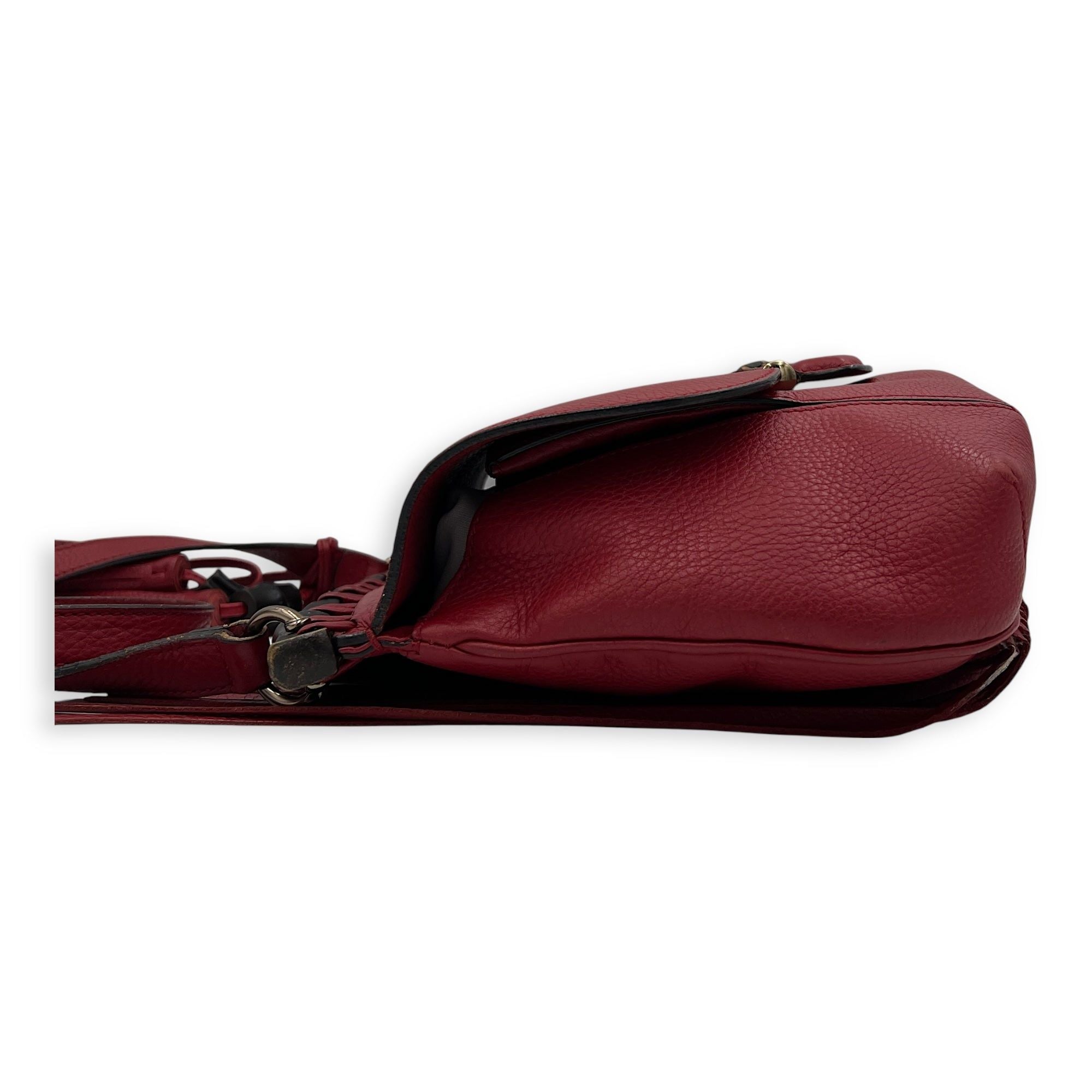 Gucci Bamboo Shoulder Bag Red in Calfskin with Gold Hardware