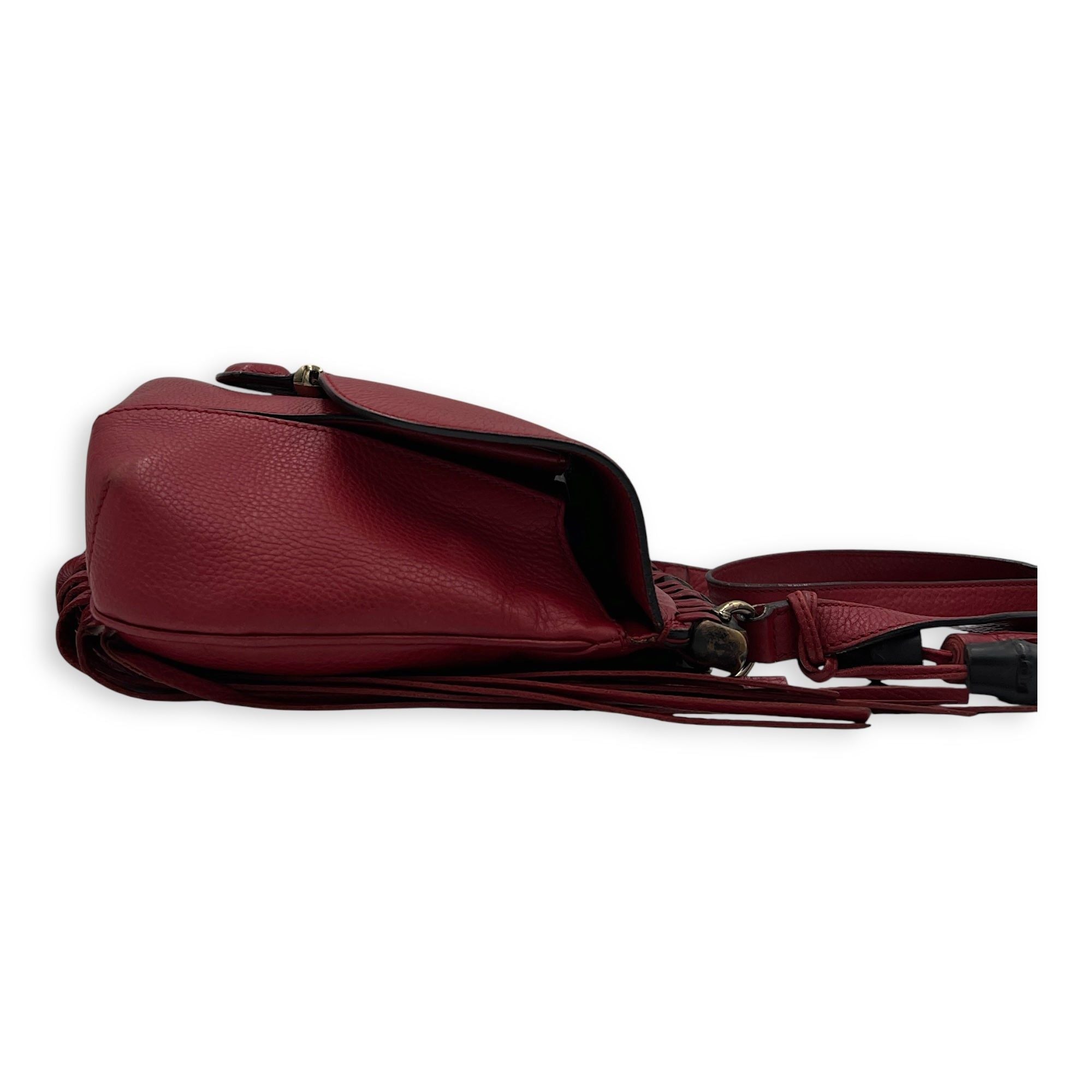 Gucci Bamboo Shoulder Bag Red in Calfskin with Gold Hardware