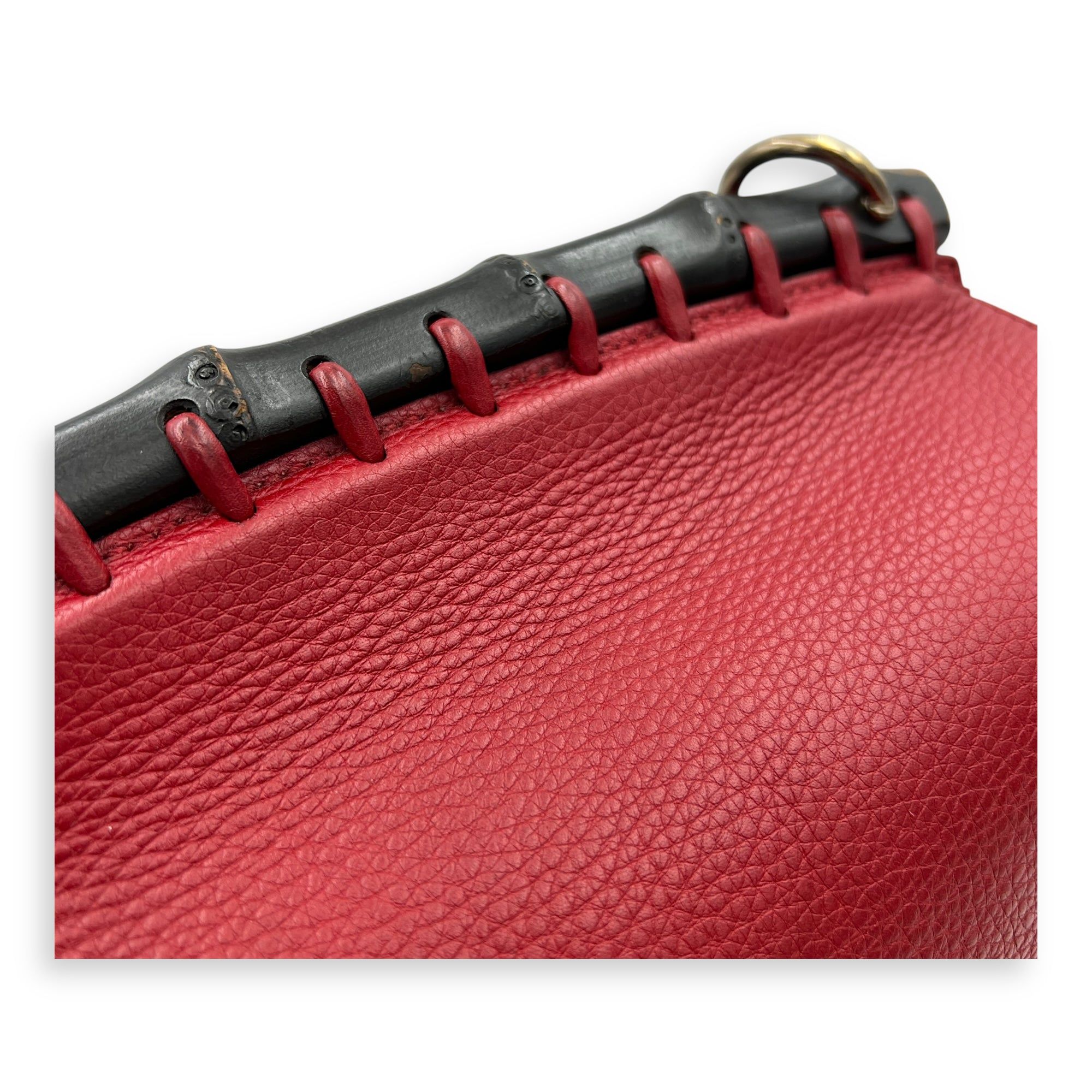 Gucci Bamboo Shoulder Bag Red in Calfskin with Gold Hardware