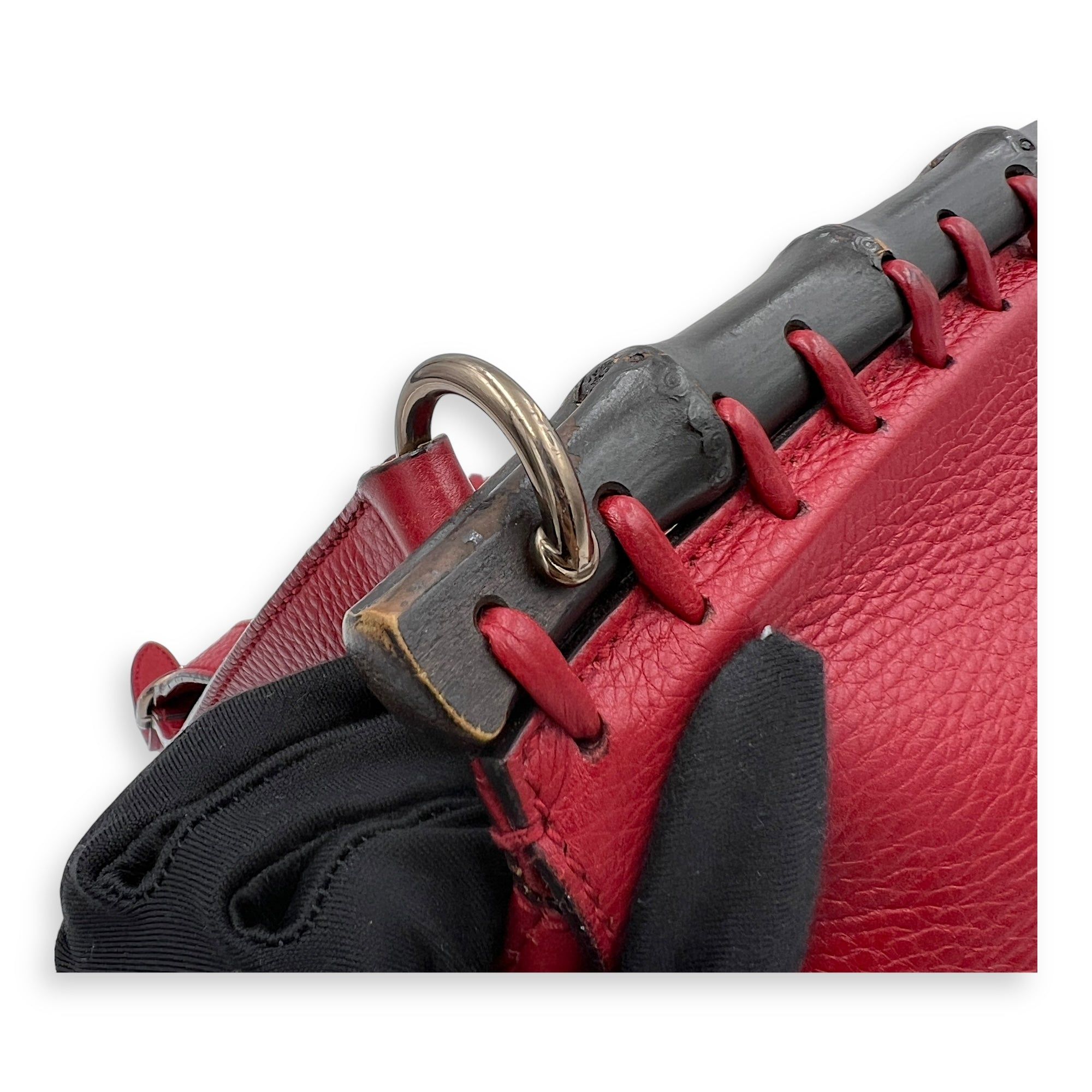 Gucci Bamboo Shoulder Bag Red in Calfskin with Gold Hardware