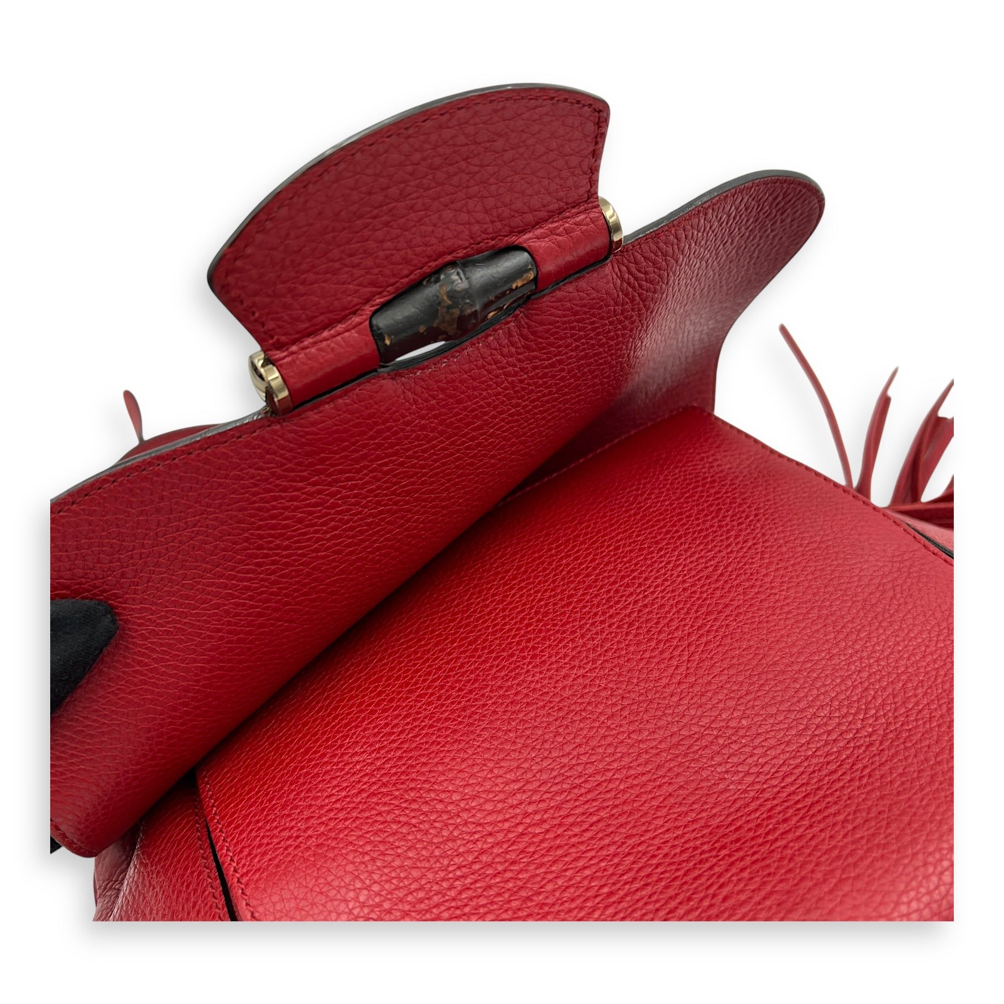 Gucci Bamboo Shoulder Bag Red in Calfskin with Gold Hardware