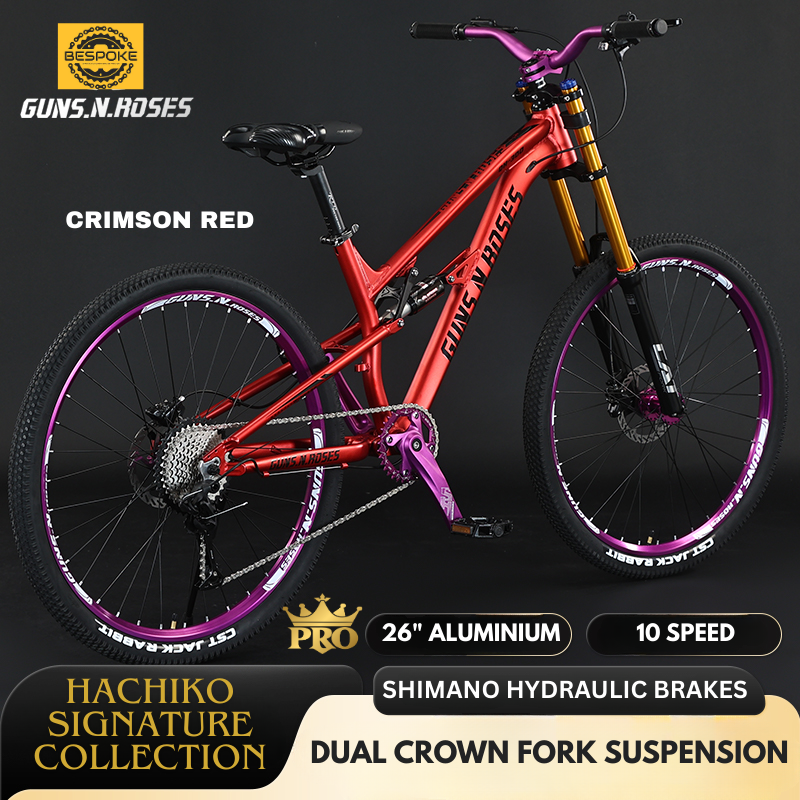 HACHIKO QH-300 PRO 26” Mountain Bike – Guns N Roses Series | Shimano Hydraulic Brakes | Dual Crown Fork | 10-Speed