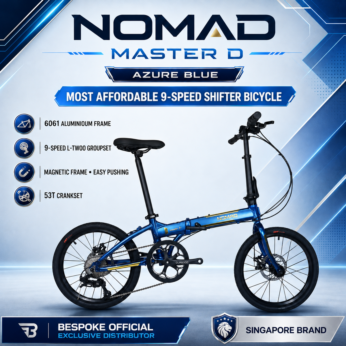 🔥Nomad Master D Aluminium Bicycle | 9 Speed LT WOO A5 Groupset | Singapore Brand🔥