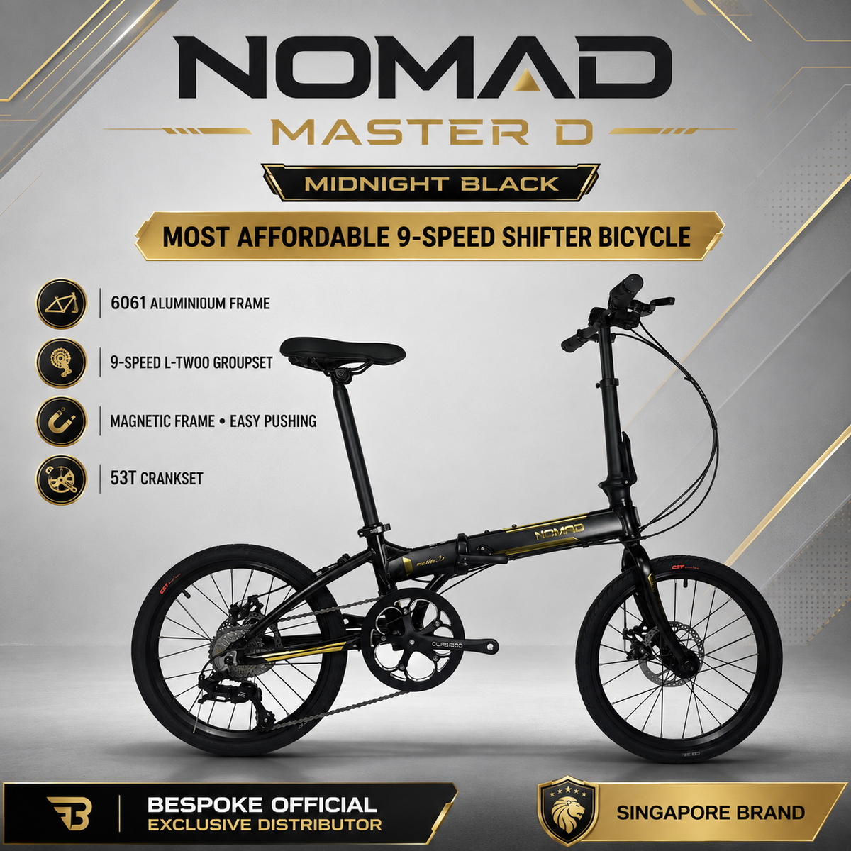 🔥Nomad Master D Aluminium Bicycle | 9 Speed LT WOO A5 Groupset | Singapore Brand🔥