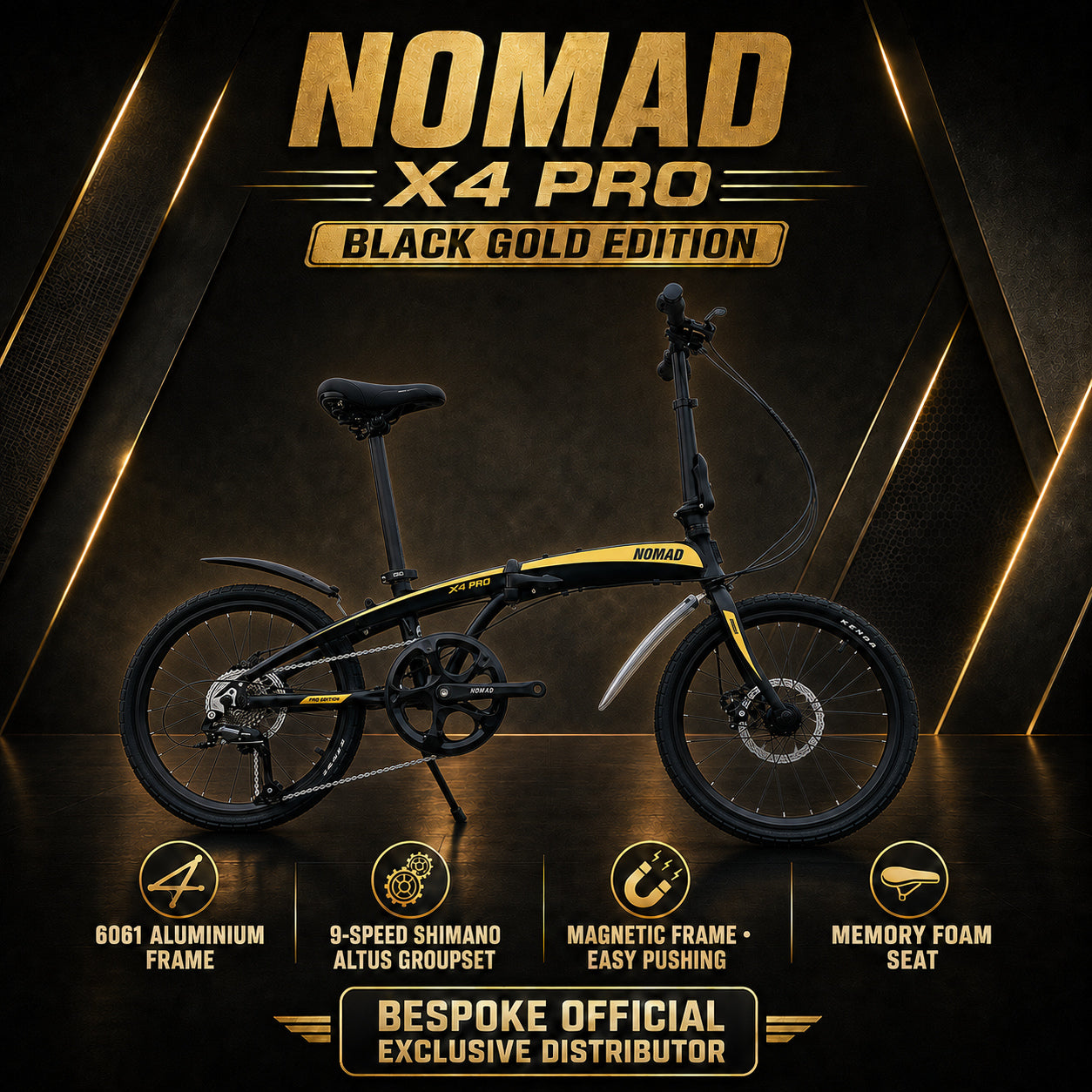 🔥 NOMAD X4 PRO Foldable Bicycle | Shimano Altus 9-Speed | 6061 Aluminium | 20-Inch 406mm Wheels | Singapore Brand 🔥