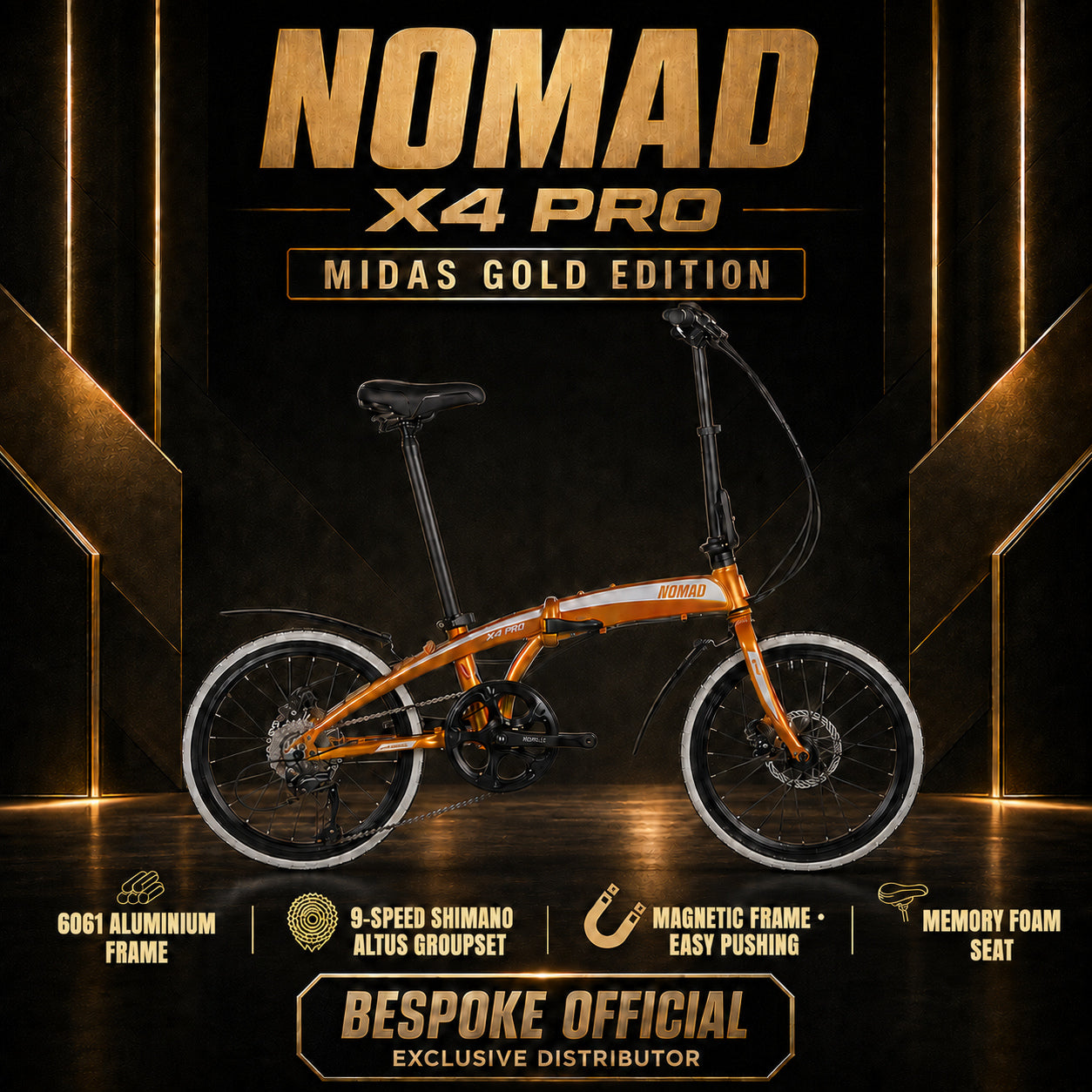 🔥 NOMAD X4 PRO Foldable Bicycle | Shimano Altus 9-Speed | 6061 Aluminium | 20-Inch 406mm Wheels | Singapore Brand 🔥