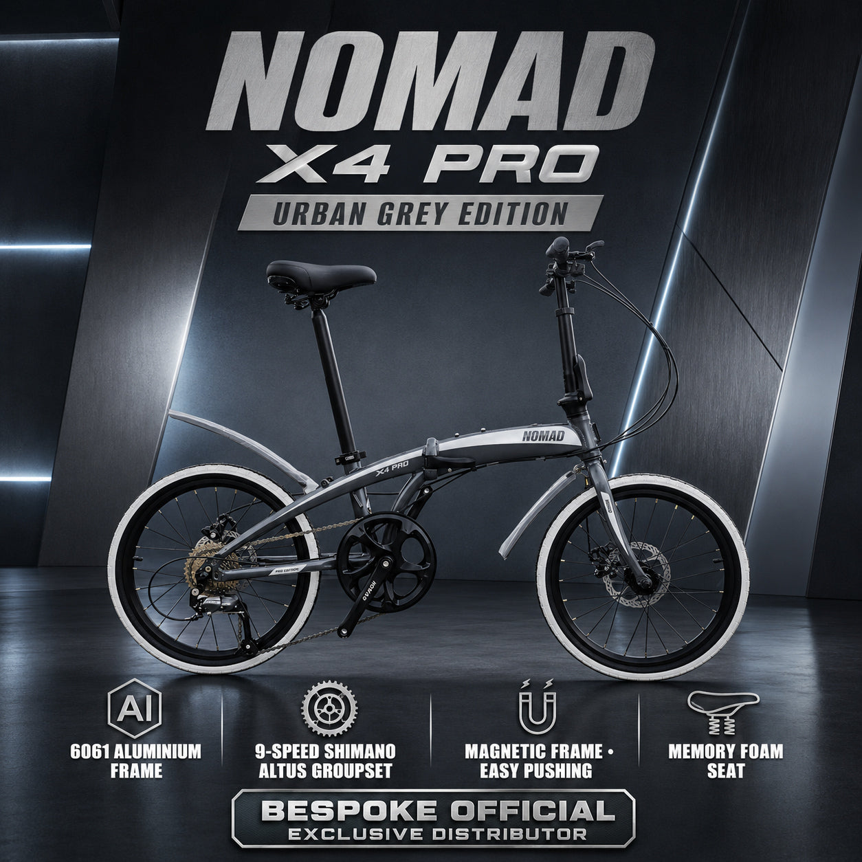 🔥 NOMAD X4 PRO Foldable Bicycle | Shimano Altus 9-Speed | 6061 Aluminium | 20-Inch 406mm Wheels | Singapore Brand 🔥