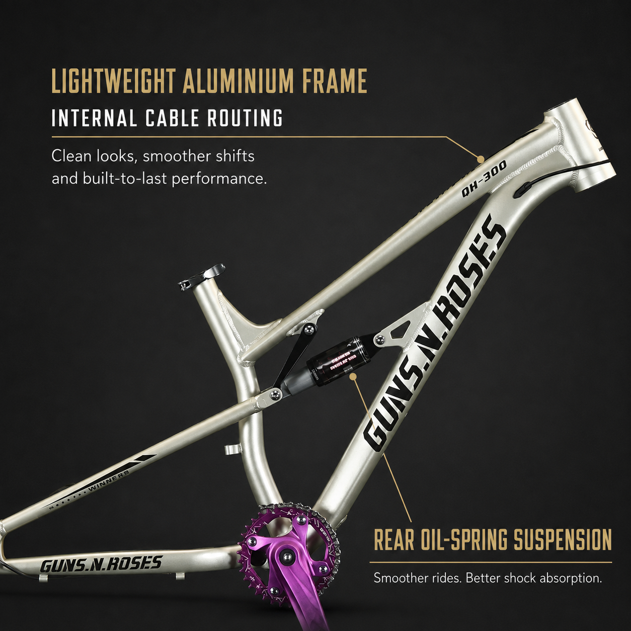 HACHIKO QH-300 PRO 26” Mountain Bike – Guns N Roses Series | Shimano Hydraulic Brakes | Dual Crown Fork | 10-Speed