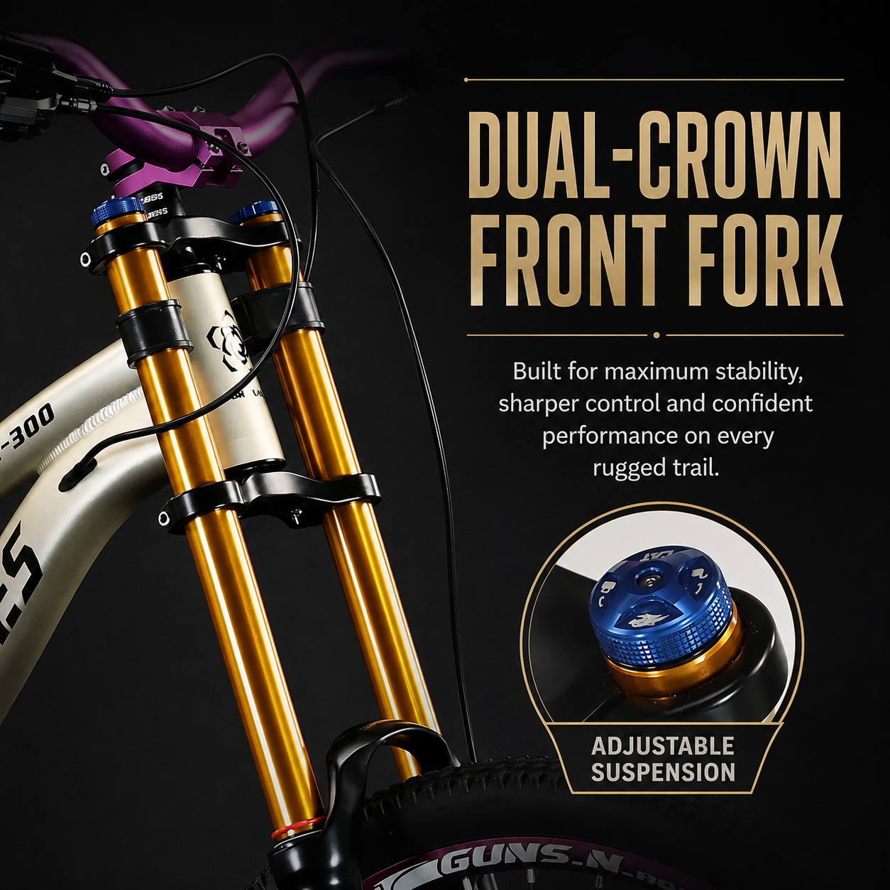 HACHIKO QH-300 PRO 26” Mountain Bike – Guns N Roses Series | Shimano Hydraulic Brakes | Dual Crown Fork | 10-Speed