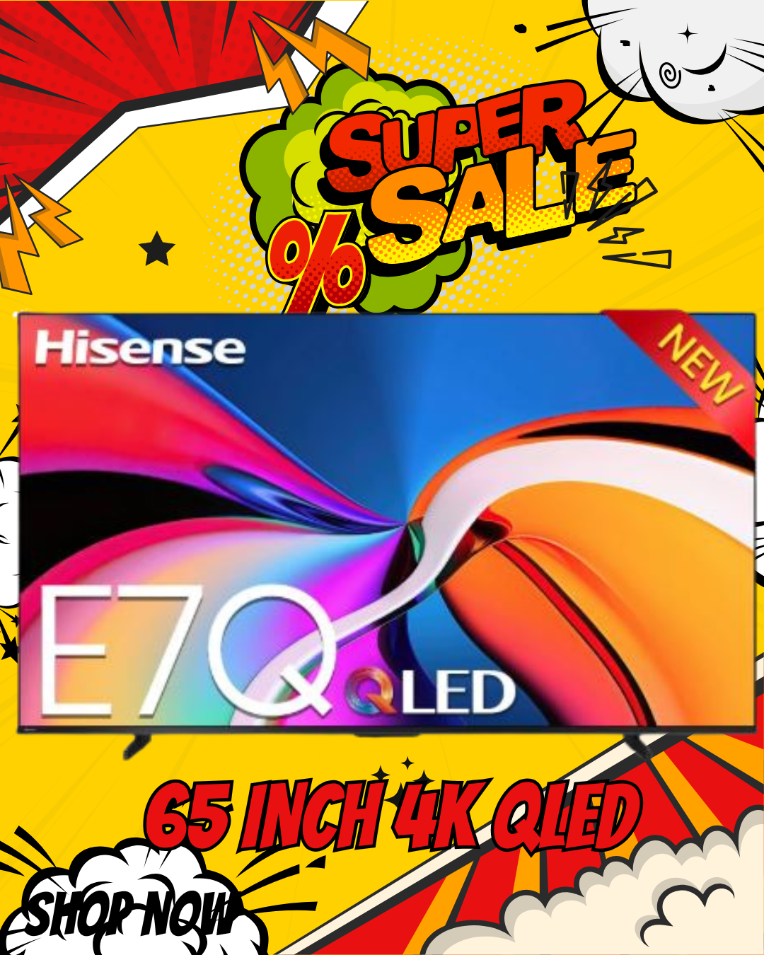 HISENSE 65 Inch E7Q 4K QLED Max Smart TV 2025 Edition