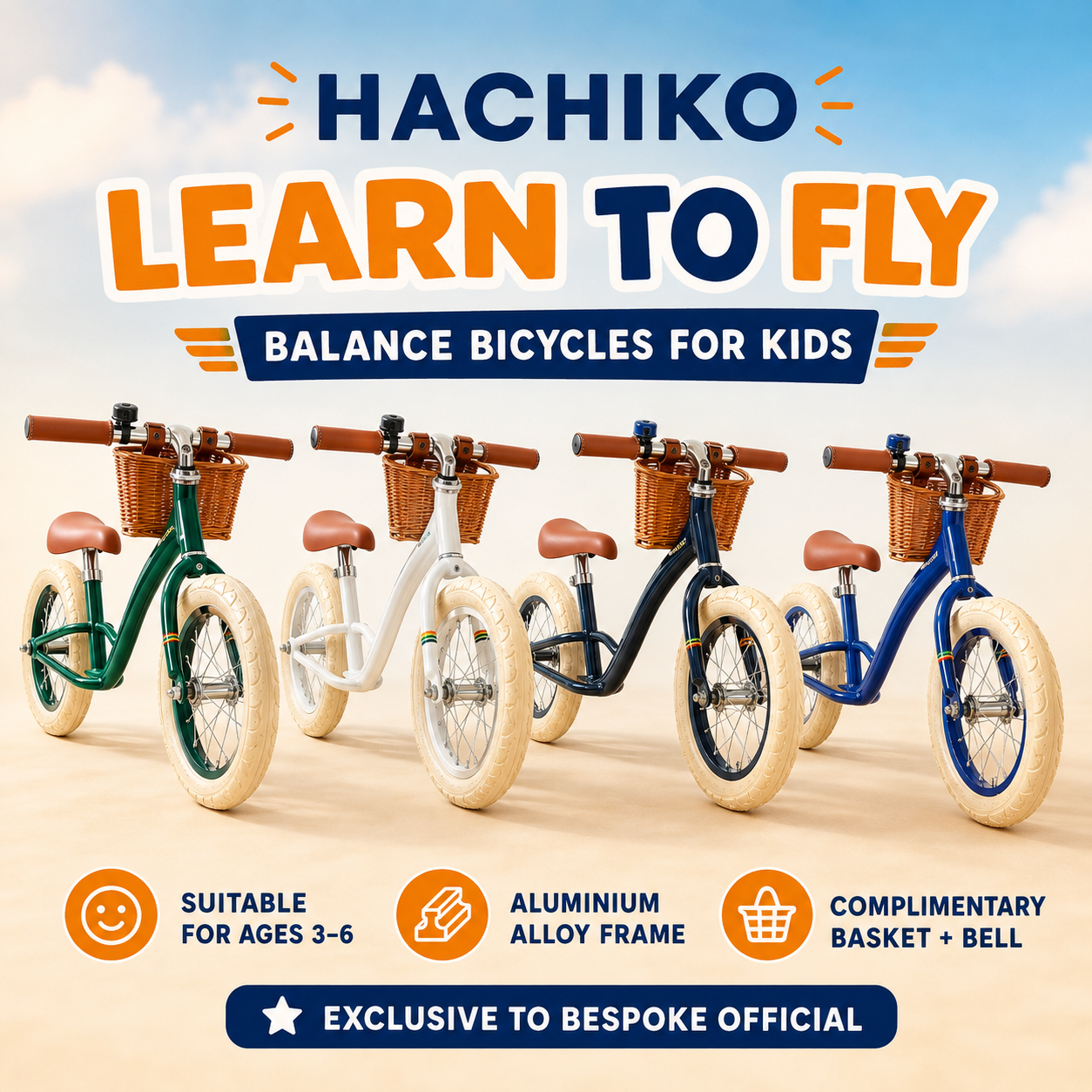 🔥 HACHIKO "LEARN TO FLY" Balance Bicycles for Kids 🔥 - Suitable for children age 3 - 6 years old