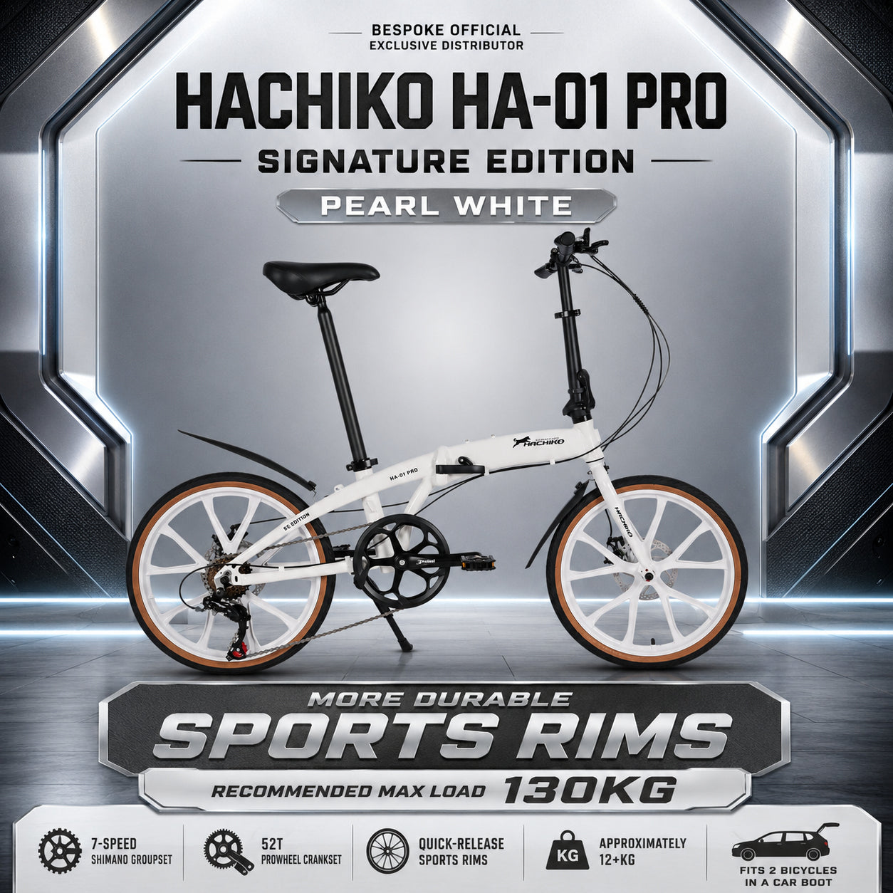 🔥2026 Signature Edition | Hachiko HA-01 PRO - 10 Bladed Sports Rims - Signature Edition | Aluminium Foldable Bicycle | (20 Inch) 406mm Quick Release Wheel