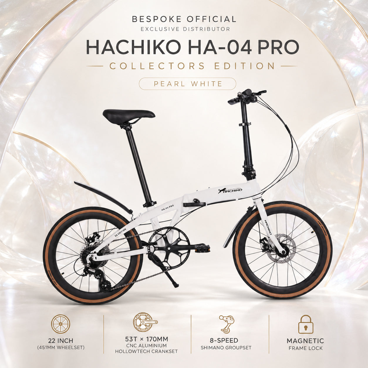 🔥2026 Ready Stock | Hachiko HA-04 PRO COLLECTORS EDITION | Aluminium Foldable Bicycle | (22 Inch) 451mm Quick Release Wheel