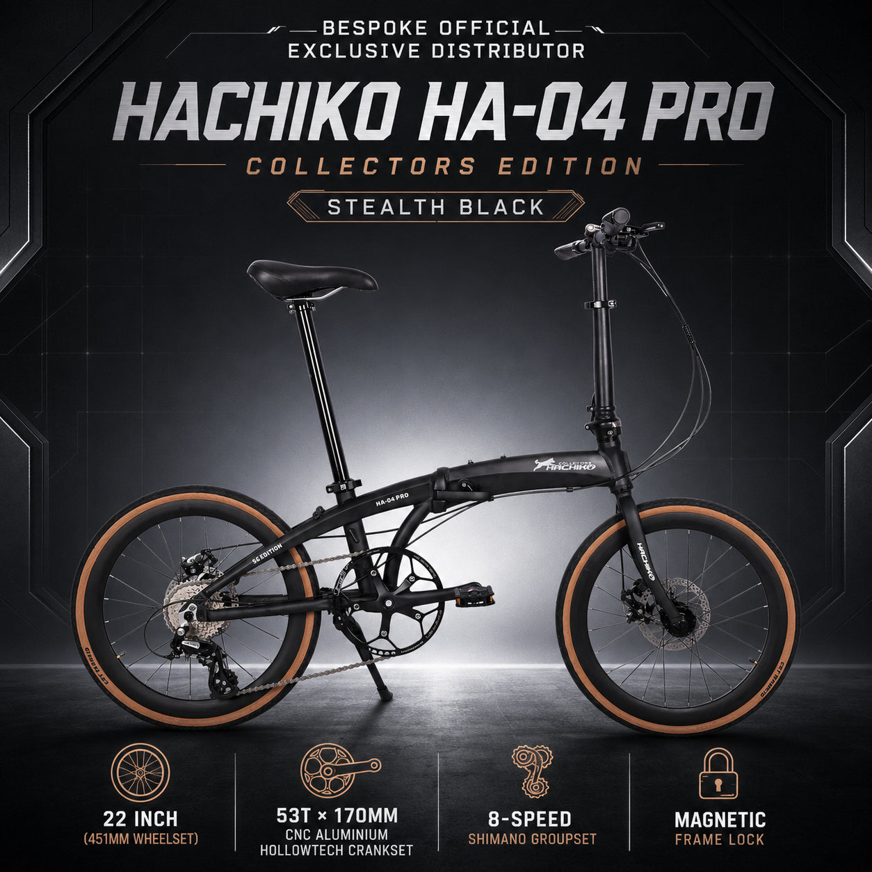 🔥2026 Ready Stock | Hachiko HA-04 PRO COLLECTORS EDITION | Aluminium Foldable Bicycle | (22 Inch) 451mm Quick Release Wheel