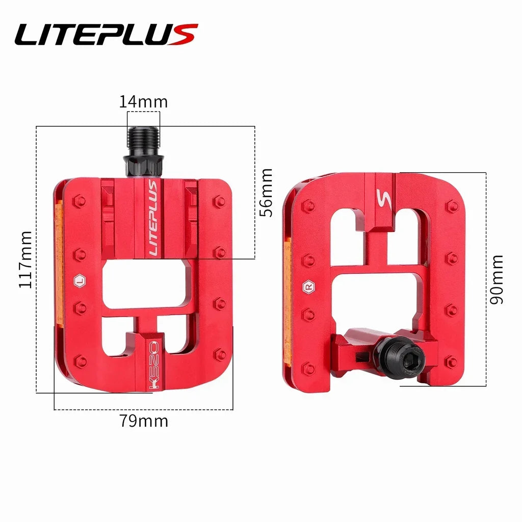 Liteplus Foldable Pedals – Universal 14mm Thread | Reflective Folding Pedals for BESPOKE BICYCLES