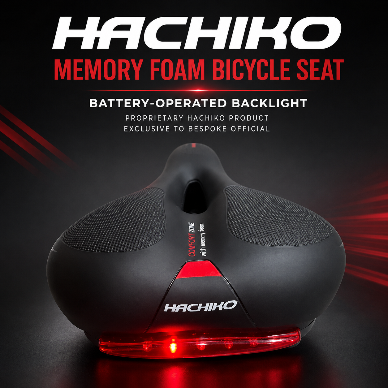 Hachiko Bicycle Memory Foam Seat with Backlight (Battery Operated) | Proprietary Hachiko Product | Exclusive to BESPOKE OFFICIAL