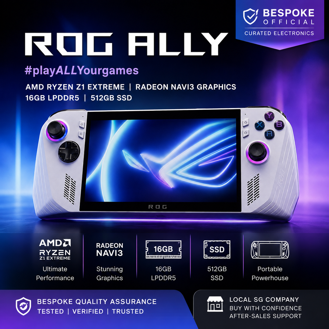 ROG Ally | AMD Ryzen Z1 Extreme | Radeon Navi3 Graphics | 16GB LPDDR5 | 512GB SSD | Local Warranty | Instalment or Full Payment