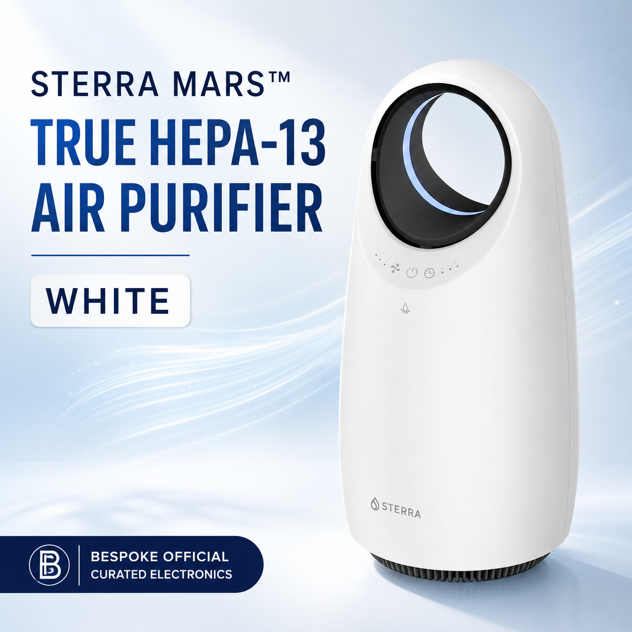 Sterra Mars™ True HEPA-13 Air Purifier – Snow White | Compact Air Purifier